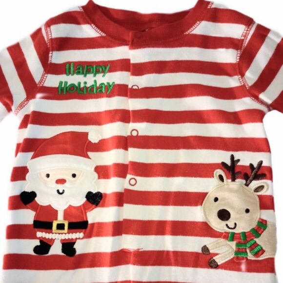 Christmas Holiday One Piece Outfit w/Hat sz 9-12M - Picture 2 of 7